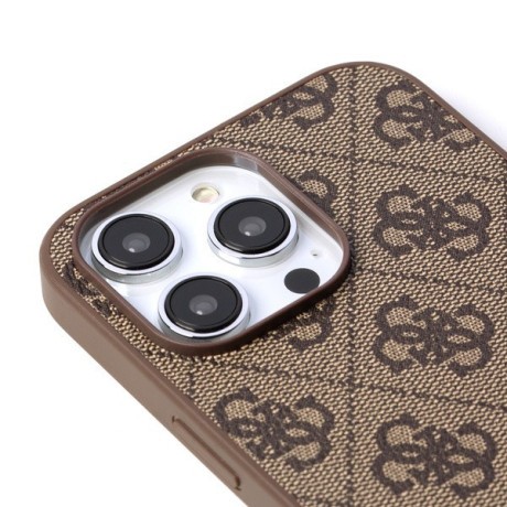 Оригинальный чехол Guess 4G Metal Gold Logo для iPhone 14 Pro Max - Brown