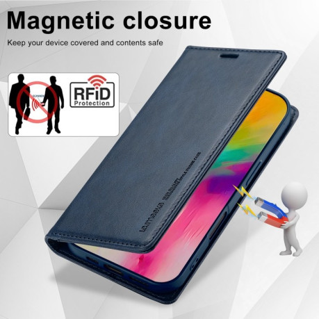 Чехол-книжка LCIMEEKE RFID для iPhone 16 Plus - синий