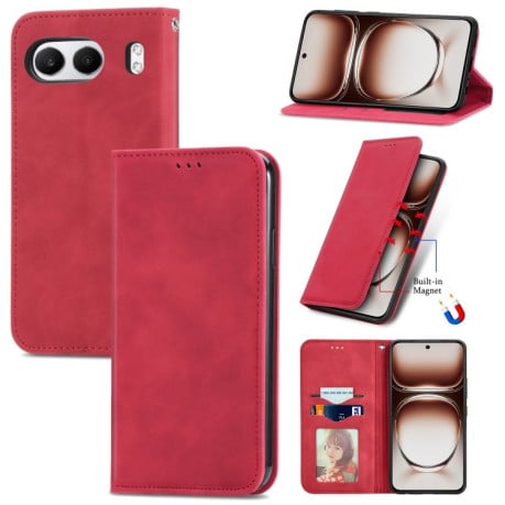 Чохол-книжка Retro Skin Feel Business Magnetic на OnePlus Nord 4 – червоний