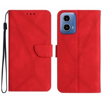 Чехол-книжка Stitching Embossed Leather для Motorola Moto G85 5G - красный