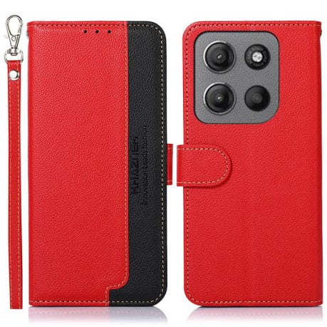Чехол-книжка KHAZNEH Litchi Texture для Motorola Moto G15 4G / G05 - красный