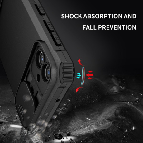 Противоударный чехол Stereoscopic Holder Sliding для Samsung Galaxy A04 4G - черный