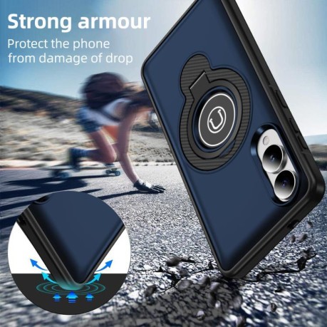 Противоударный чехол Ring Holder Magnetic на Samsung Galaxy S25 Edge 5G - синий