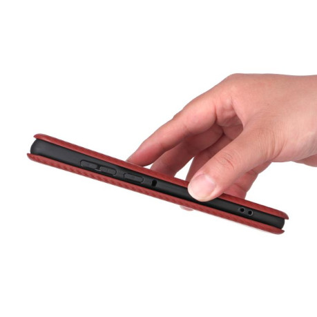 Чехол-книжка Carbon Fiber Texture на Motorola Edge 60 Pro - коричневый