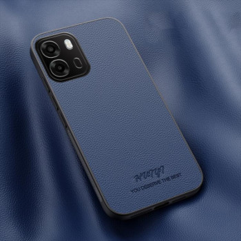 Чохол  з вирізом під надпис HUIYI Leather Magnetic на OPPO A6/x/k 5G — синій