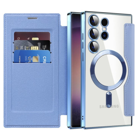Чехол-книжка Shield MagSafe RFID Anti-theft Leather для Samsung Galaxy S25 Ultra 5G - синий