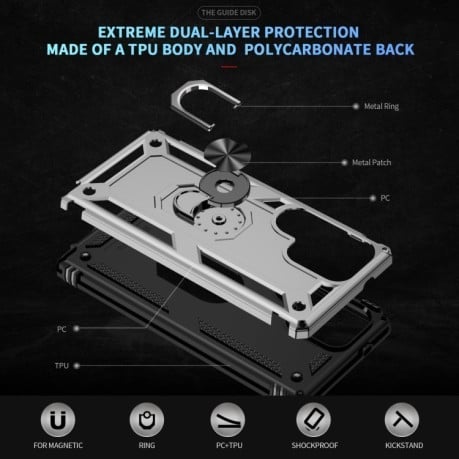 Протиударний чохол PC + TPU Shockproof Protective  для Samsung Galaxy S25 Ultra 5G - сріблястий