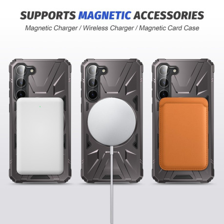 Противоударный чехол HTM MagSafe Magnetic Shockproof Phone Case with Ring Holder для Samsung Galaxy S24 5G - серый