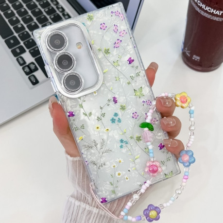 Чохол Electroplating Laser Flower Texture для Samsung Galaxy S25+ 5G - Wild Chrysanthemum