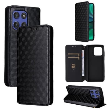 Чохол-книжка Stylus Cubic Grid Texture Flip Leather для Motorola Edge 60  - чорний