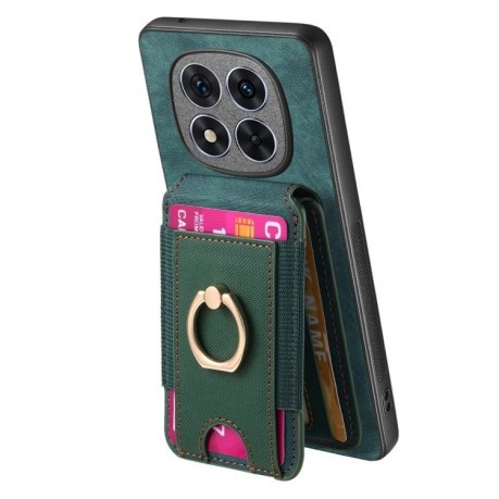 Противоударный чехол Retro Splitable Magnetic Card для Xiaomi Redmi Note 14 Pro+ 5G - зеленый