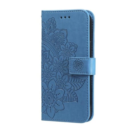 Чехол-книжка 7-petal Flowers Embossing для Xiaomi Poco F7 - синий