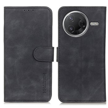 Чехол-книжка KHAZNEH с матовой фактурой Cowhide и магнитным хлястиком на Xiaomi Poco F7 Pro / F7 Ultra - черный
