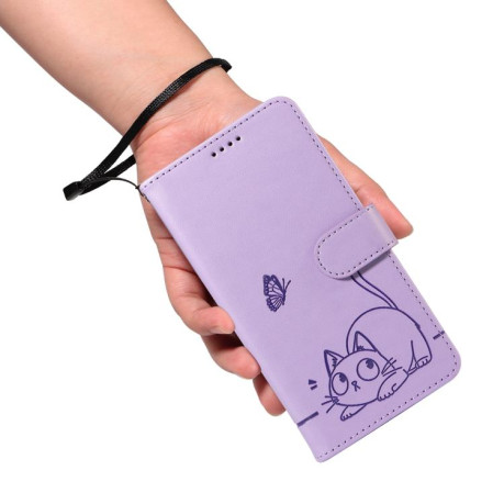 Чехол-книжка Happy Cat Pattern для Xiaomi Redmi A5 4G - фіолетовий
