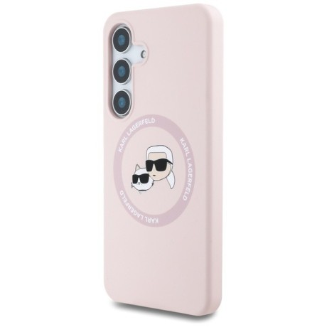 Оригінальний чохол Karl Lagerfeld Silicone Double Heads And Circle MagSafe для Samsung Galaxy S25 Plus - Pink