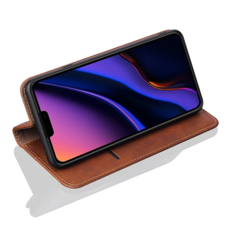 Кожаный чехол -книжка Retro Texture Wallet для iPhone 11 Pro Max- коричневый