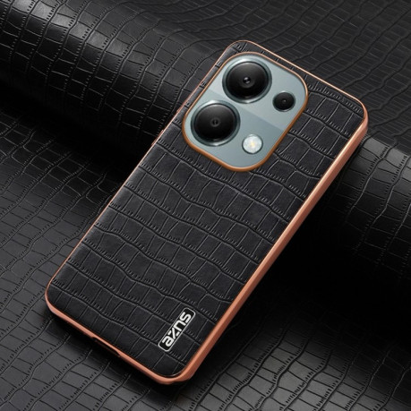 Чохол AZNS металізована рамка Electroplated Frame фактура &quot;крокодил&quot; на Xiaomi Redmi Note 14S/ 13 Pro 4G / POCO M6 Pro 4G - чорний