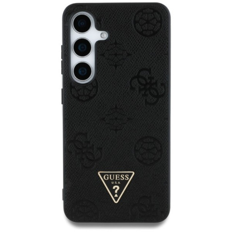 Оригінальний чохол Guess Grained Hot Stamp Peony Pattern Triangle Logo MagSafe для Samsung Galaxy S25 - Black