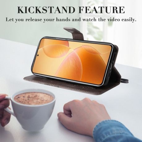 Чехол-книжка Embossed Butterfly для Xiaomi 14T Pro - серый