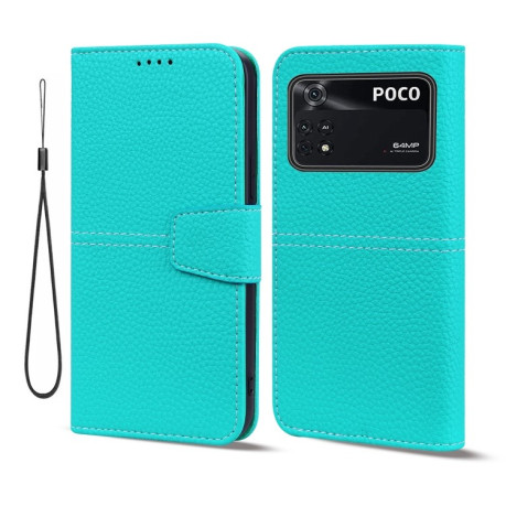 Чохол-книжка Litchi RFID Leather для Xiaomi Poco M4 Pro 4G - синій