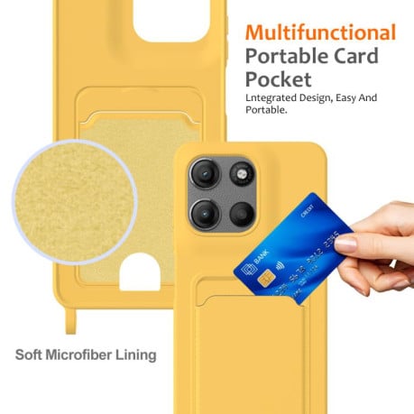 Силіконовий чохол Integrated Card Bag Solid Color Liquid Silicone на Motorola Moto G15/G15 Power 4G - жовтий