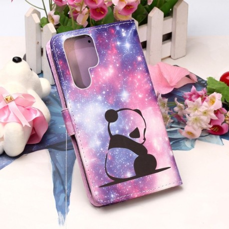 Чохол-книжка Colored Drawing Pattern Samsung Galaxy S22 Ultra 5G - Baby Panda