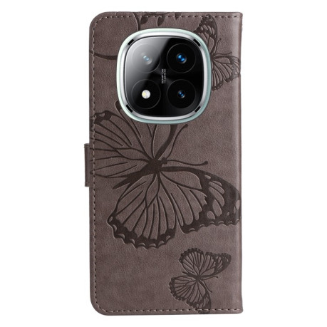 Чохол-книжка Embossed Butterfly для Xiaomi Redmi Note 14 Pro / 14 Pro+ 5G - сірий