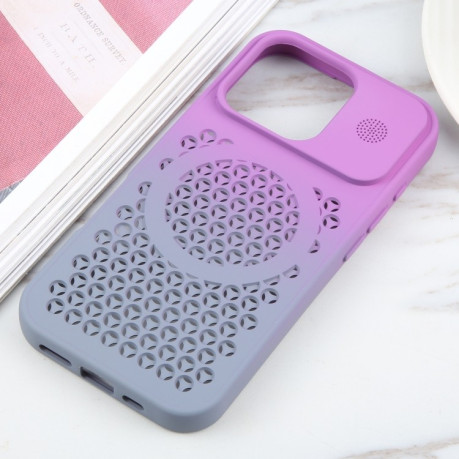 Протиударний чохол Gradient Color Honeycomb Aromatherapy MagSafe для iPhone 16 Pro - Purple Grey