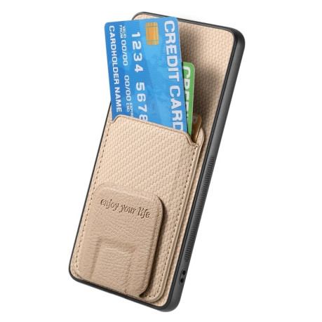 Противоударный чехол Carbon Fiber Card Bag для Xiaomi  Redmi Note 14 Pro+ 5G - хаки