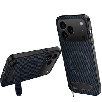 Магнітний чохол Wanlonfeng зі підставкою та карбоновою текстурою на iPhone 18 Pro — сапфіровий