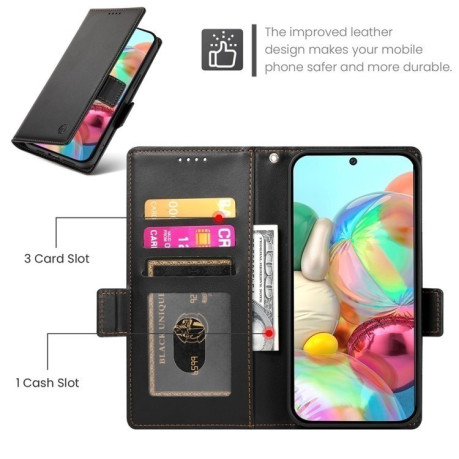Чохол-книжка Side Buckle Magnetic Frosted Leather для Google Pixel 9a - чорний