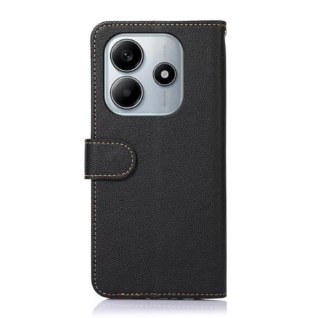 Чехол-книжка KHAZNEH Litchi Texture для Xiaomi Redmi Note 14 4G 164.84mm - черный