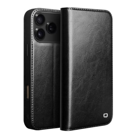 Чехол-книжка QIALINO Classic с натуральной кожи на iPhone 17 Pro - черный