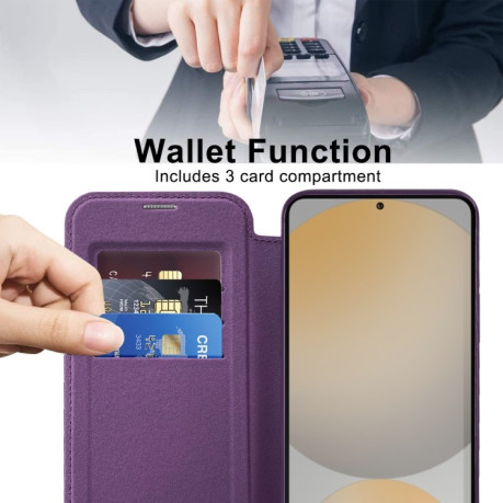 Чохол-книжка Shield MagSafe RFID Anti-theft Leather для Samsung Galaxy S24 FE 5G - фіолетовий