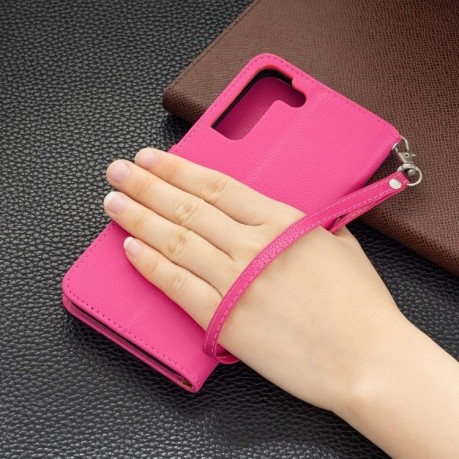 Чехол-книжка Litchi Texture Pure Color на Samsung Galaxy S22 Plus 5G - пурпурно-красный