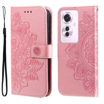 Чохол-книжка 7-petal Flowers Embossing для OPPO Reno11 F Global / F25 Pro Global - рожеве золото