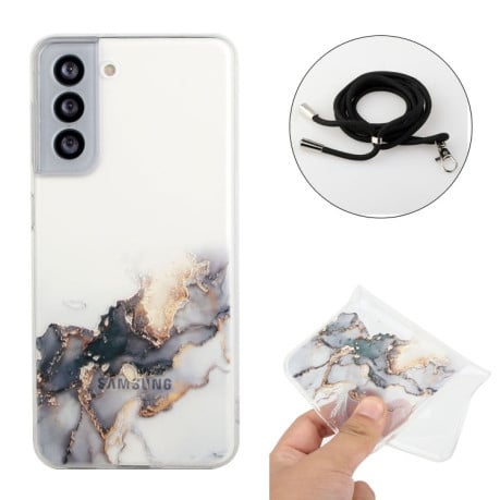 Чехол Hollow Marble Pattern with Neck для Samsung Galaxy S22 5G - черный