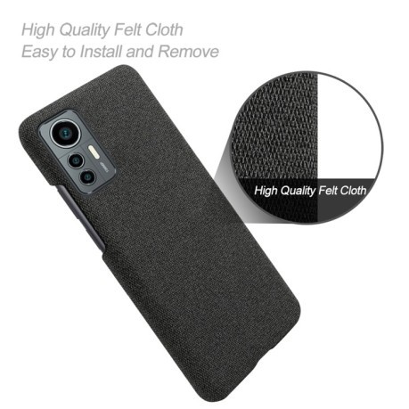 Противоударный чехол Cloth Coated Hard Plastic для Xiaomi 12 Lite - черный