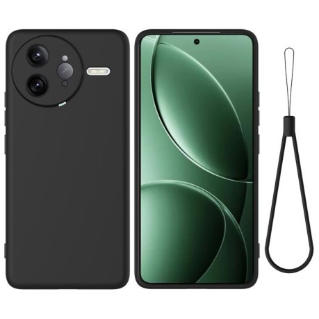 Силиконовый чехол Solid Color Liquid Silicone на Xiaomi Poco F7 Ultra - черный