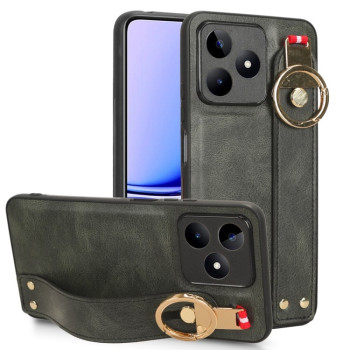 Противоударный чехол Wristband Leather Back для Realme C53/C51 / Narzo N53 - зеленый