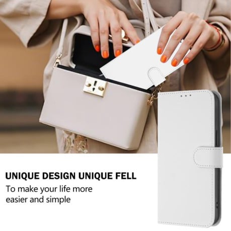 Чехол-книжка с мягким покрытием (Skin Feel) со шнурком на Infinix Smart 10 4G - белый