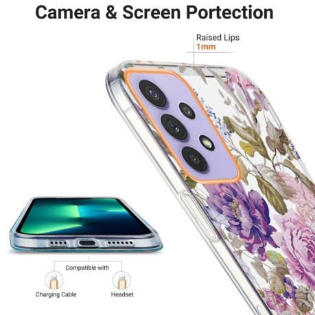 Протиударний чохол Ring IMD Flowers для Samsung Galaxy A23 4G/5G - Purple Peony