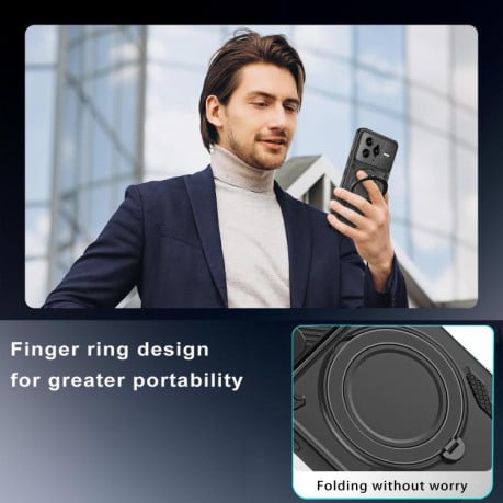Чехол MagSafe 2 in 1 TPU with Rotating Holder с поворотным держателем для Xiaomi Poco F7 Ultra / Redmi K80 Pro — синий