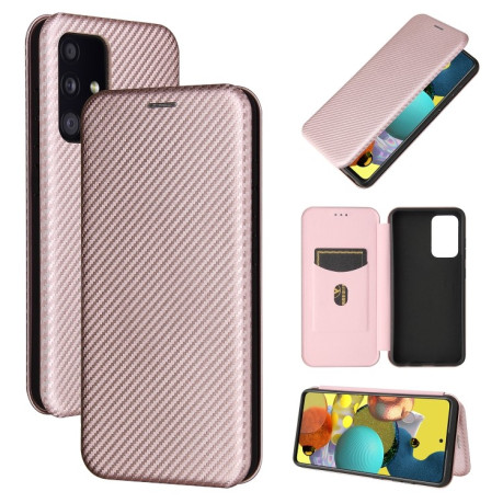 Чехол-книжка Carbon Fiber Texture на Samsung Galaxy A52/A52s - розовый