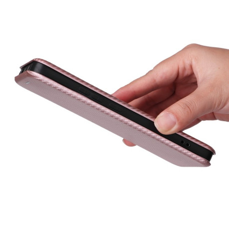 Чохол-книжка Carbon Fiber Texture на Xiaomi Redmi Note 13 Pro+ - рожевий