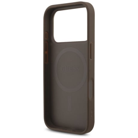 Оригинальный чехол Guess 4G Strap Triangle Logo с MagSafe на iPhone 17 Pro - brown