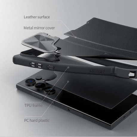 Чехол-книжка Nillkin Qin Prop Series Flip Camera Cover Design Leather Series для Samsung Galaxy S24 Ultra 5G - черный