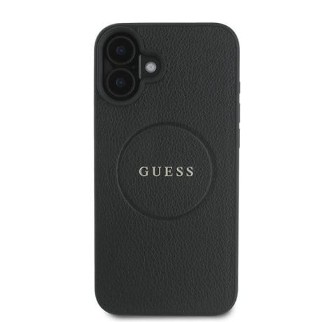 Оригинальный чехол Guess Grained Gold Ring MagSafe для iPhone 16 Plus - black