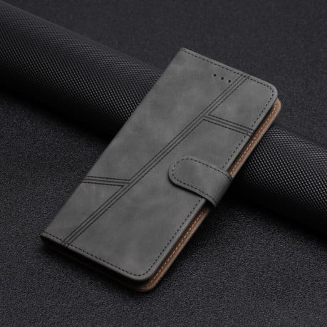Чехол-книжка Stitching Skin Feel для iPhone 16 Plus - серый