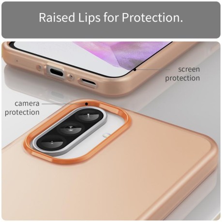 Противоударный чехол Frosted Translucent TPU Hybrid PC для Samsung Galaxy A56 5G - оранжевый